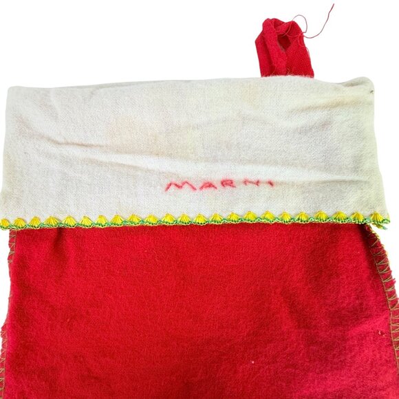 Vintage 1950s Felt Red Christmas Stocking Merry Christmas Santa Claus Felt 17” - Picture 7 of 7